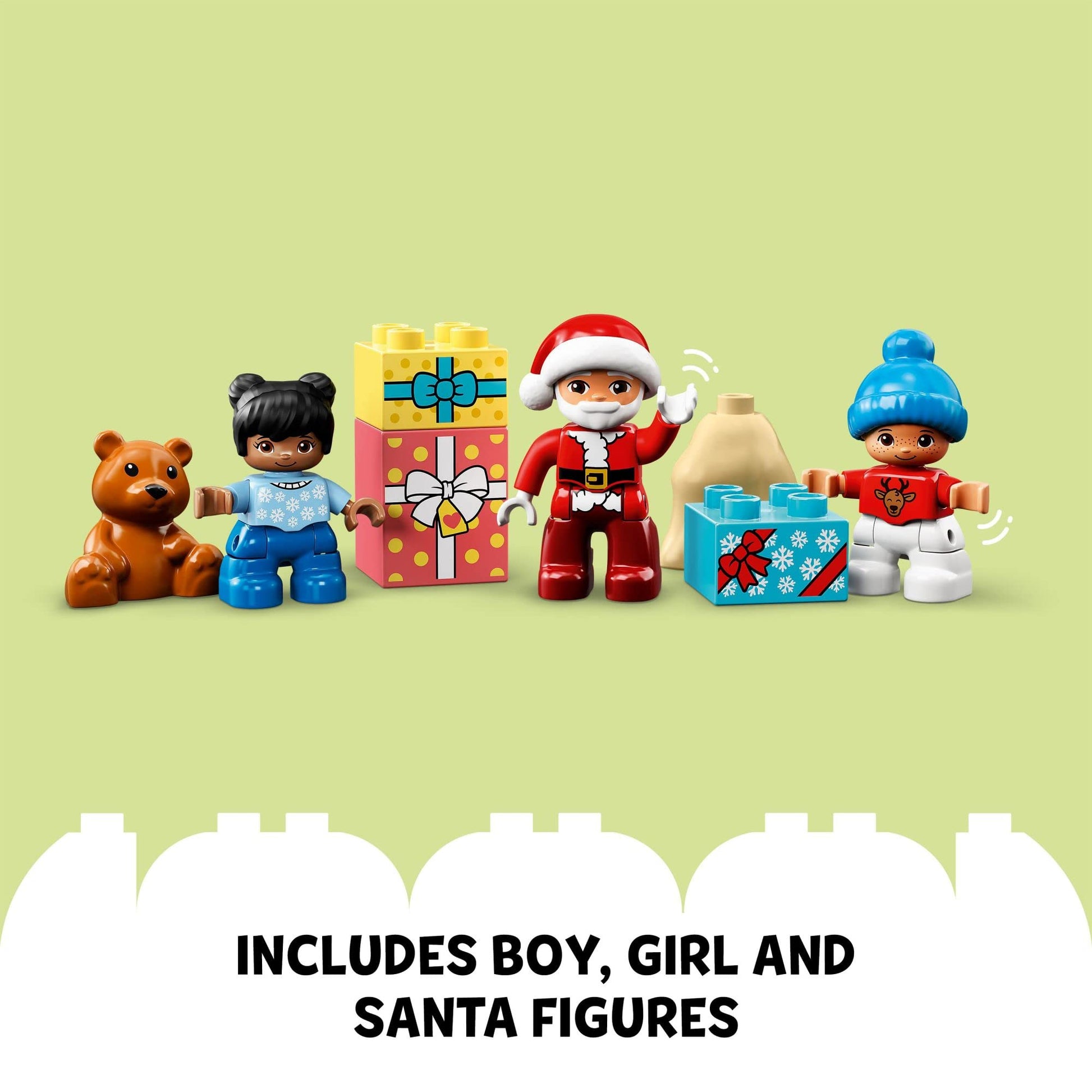 LEGO DUPLO Santa's Gingerbread House Building Set, Christmas Toy for 2 Year Old Boys and Girls, Includes Santa Claus Figure, Stocking Filler Idea