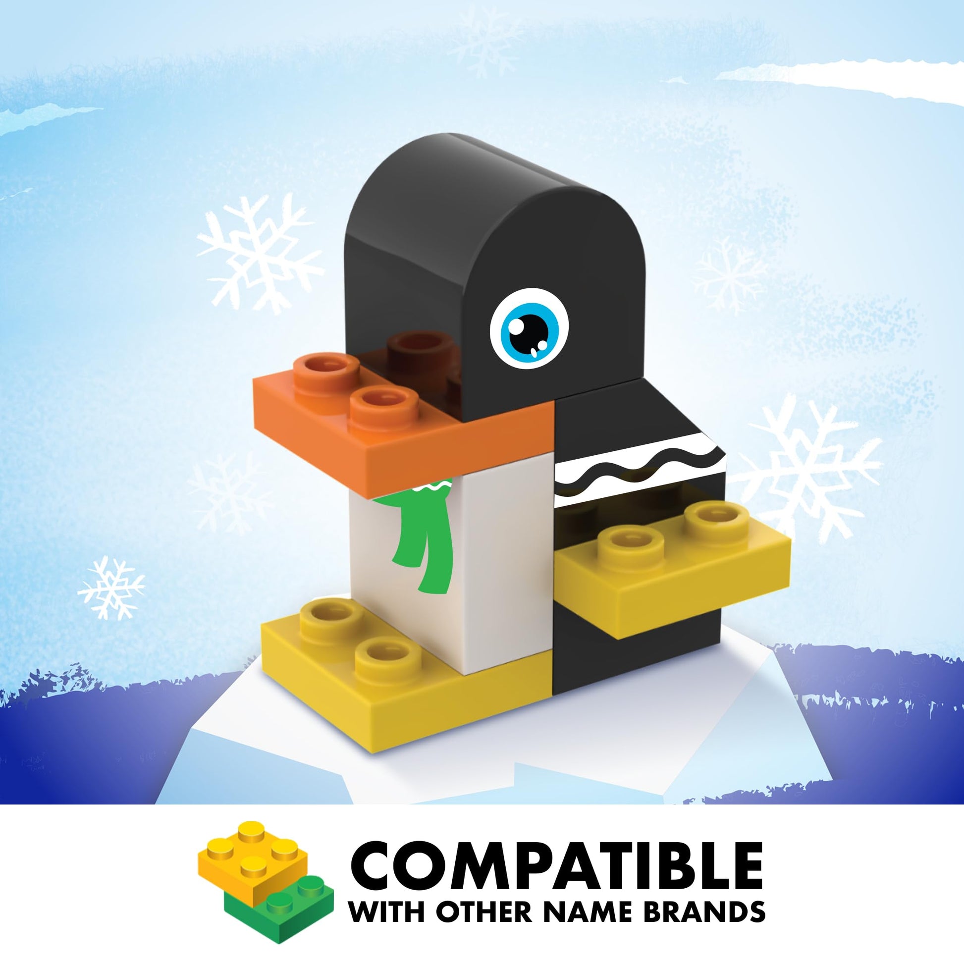 Brickcraft Crayola Blizzard Blast Penguin Brick Building Set, 8 Pieces | Official Licensed Beginner Block Kit for Kids Ages 3+ | Fun DIY Creative Play