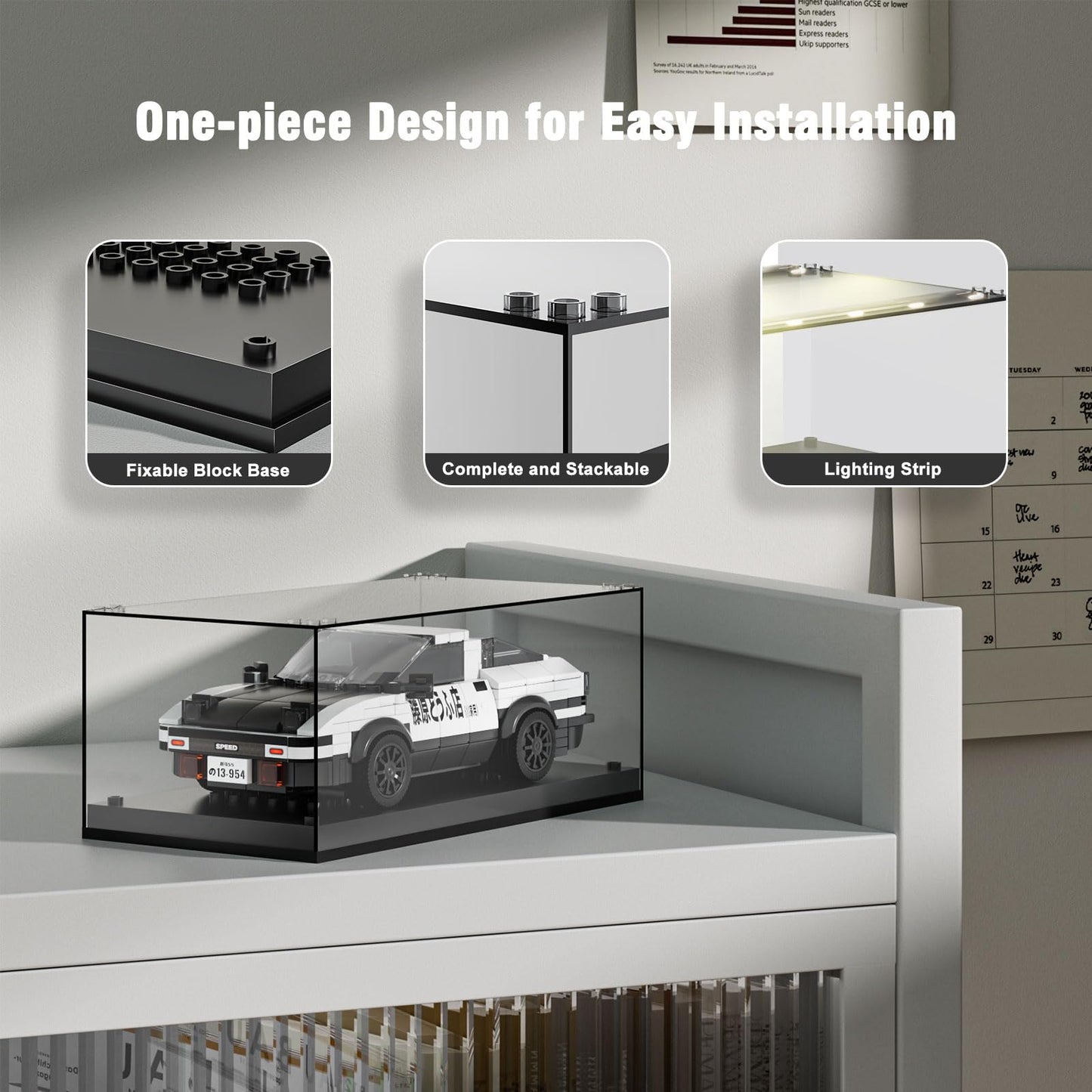 1/28 Scale Model Car Display Case with Light, 7.6 x 3.7 x 3.3 in