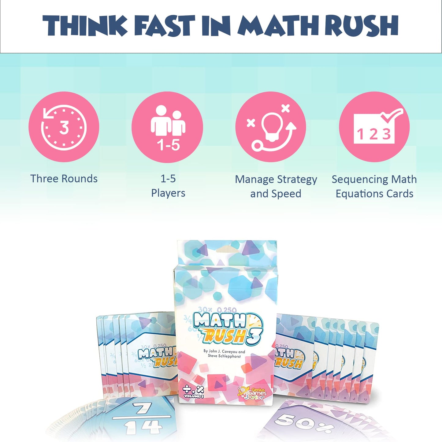 Math Rush 3: Fractions, Decimals & Percentages - A Cooperative Time-Based Math Flash Card Game for Kids, Students, and Families | Fun & Engaging STEM