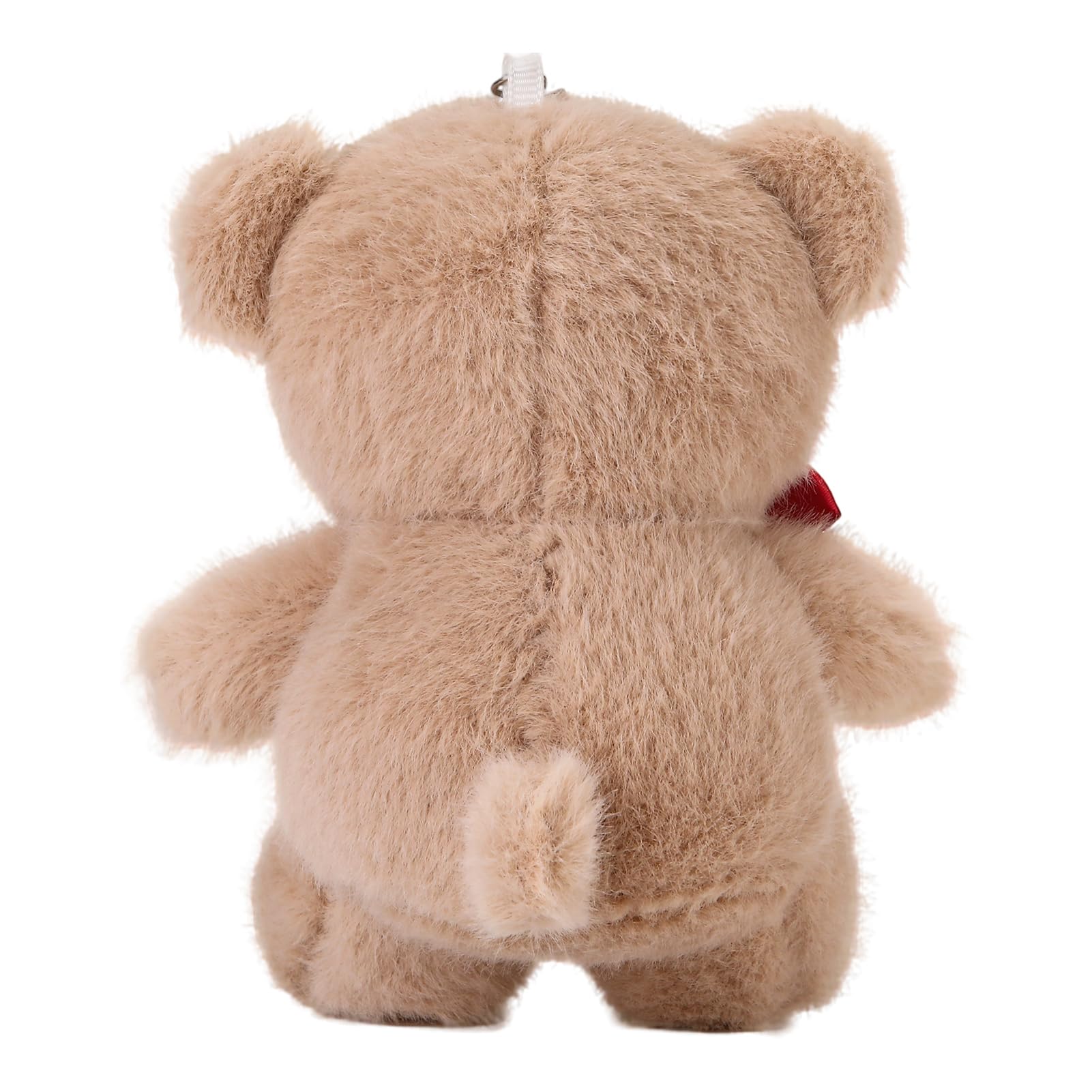 ABEARCAR 4.7 Inchs Teddy Bear Stuffed Animal with Heart,Bow Tie Embroidered Pink Heart Teddy Bear Plush Toy for Girlfriend, Boyfriend(Khaki)
