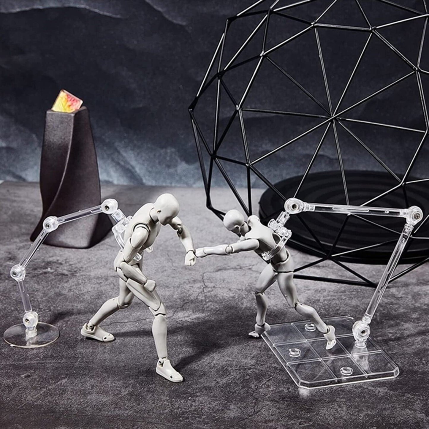 TSY TOOL 2 Pcs of HG144 Action Figure Stand, Display Holder Base, Doll Model Support Stand Compatible with 6" HG RG SD SHF Gundam 1/44 Toy Clear