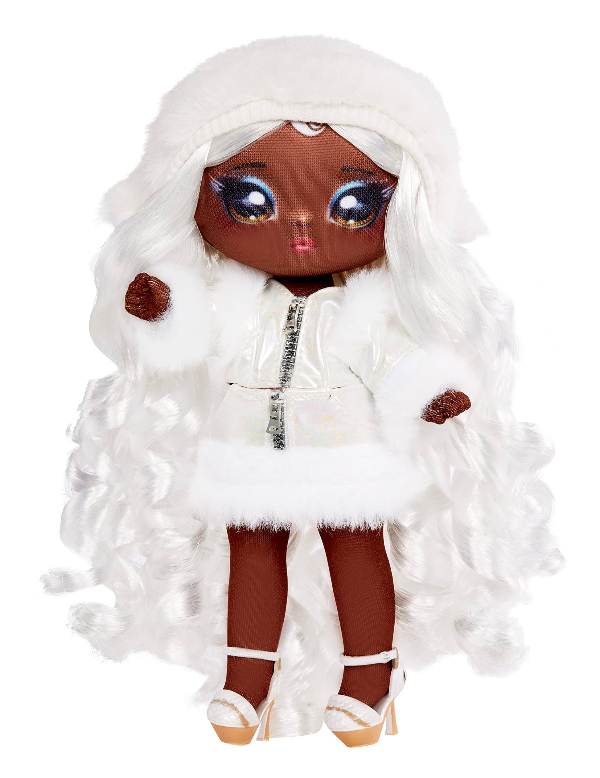 Na! Surprise 119357EUC Cozy Series - Evie Von HOO Soft Model Doll Inspired by a Snow Owl, with White Hair, Bonnet, Outfit & Coin Purse with Carabiner