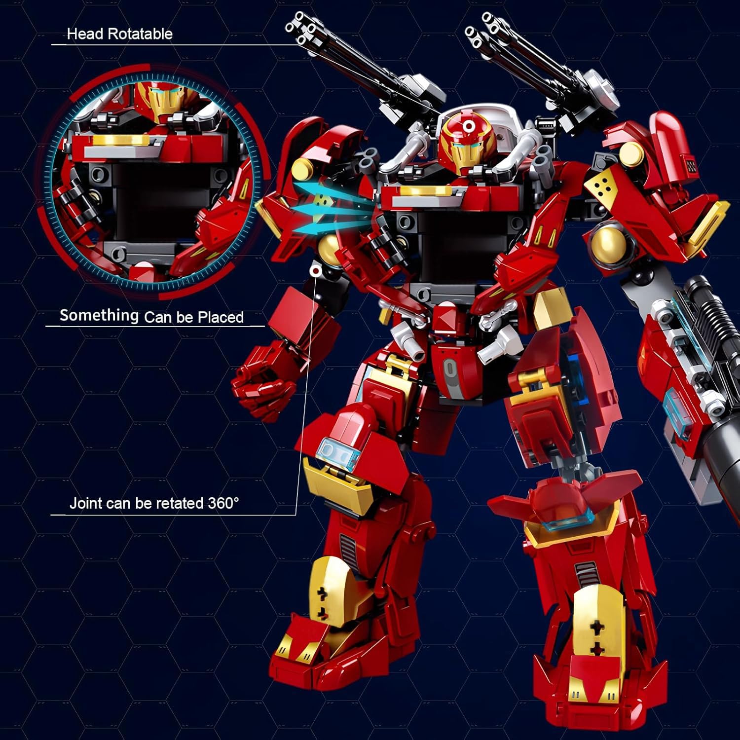 HIGH GODO Mech Robot Transforming Building Blocks Set for Adults, City Warrior Justice Hero Soldier Mech Model Building Kit, Cool Creative Robots Toys
