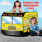 Pop Up Play Tent for Kids - My First Foldable Indoor & Outdoor Playhouse Vehicle Toys for Toddlers, Boys and Girls (School Bus)