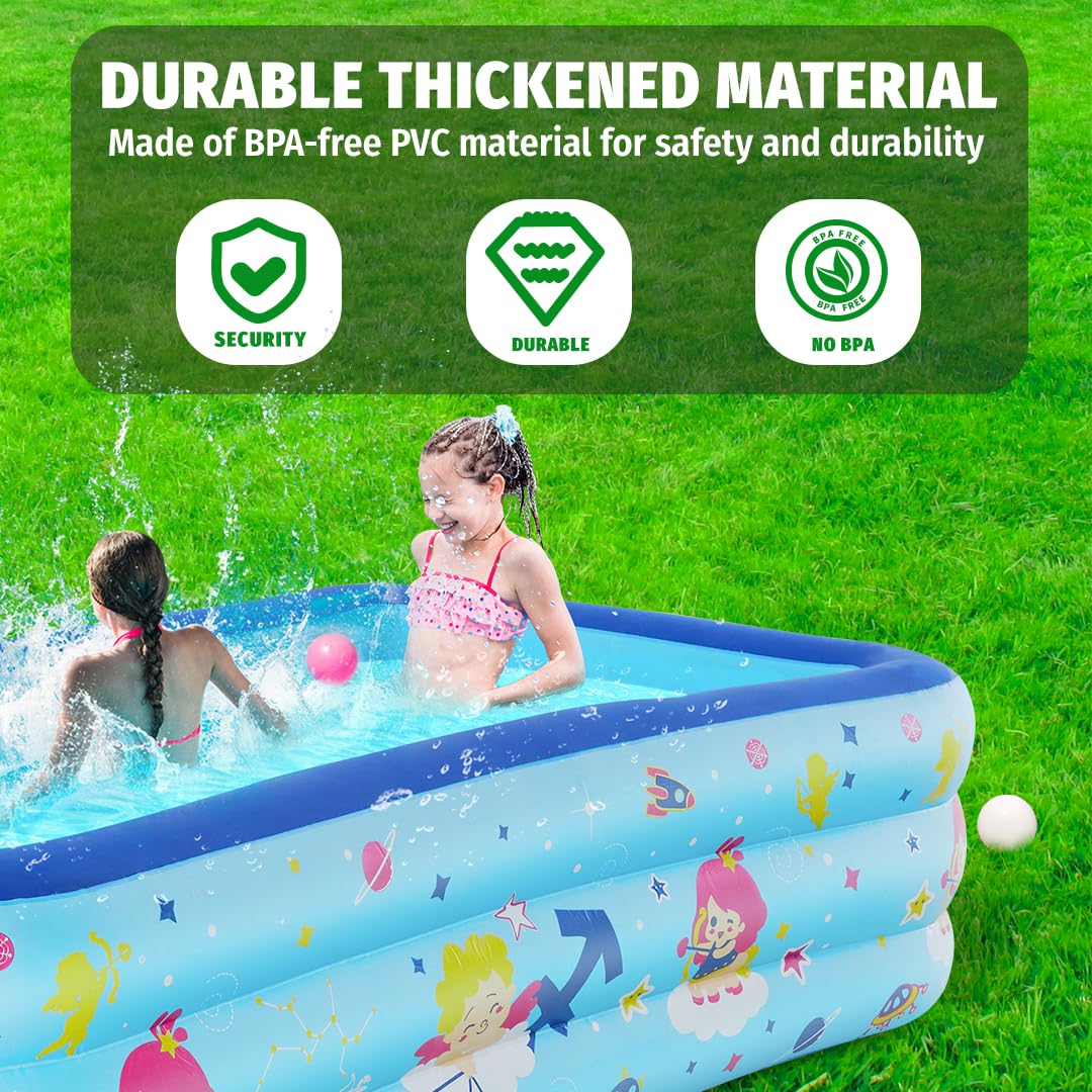 Seasons Inflatable Pool for Kids 58"x40"x20" PVC Thickened Swimming Pool