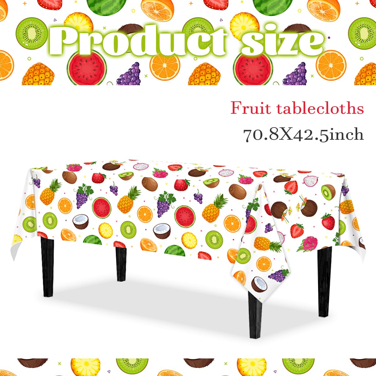 CMUSKO 3Pcs Fruit Tablecloths-Summer Fruit Theme Party Decorations Tutti Frutti Rectangular Plastic Table Covers for Hawaiian Party,Birthday,Baby