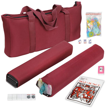 HNDTEK 166 Tiles American Mahjong Set Soft Bag with Combo Rack (Red)