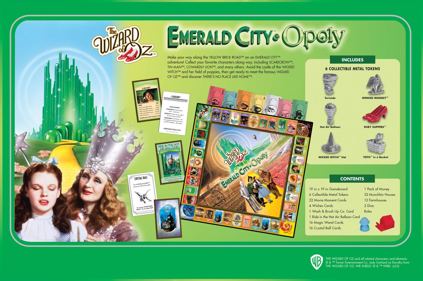 MasterPieces Opoly Board Games - The Wizard of Oz Emerald City Opoly - Officially Licensed Board Games for Adults, Kids, & Family