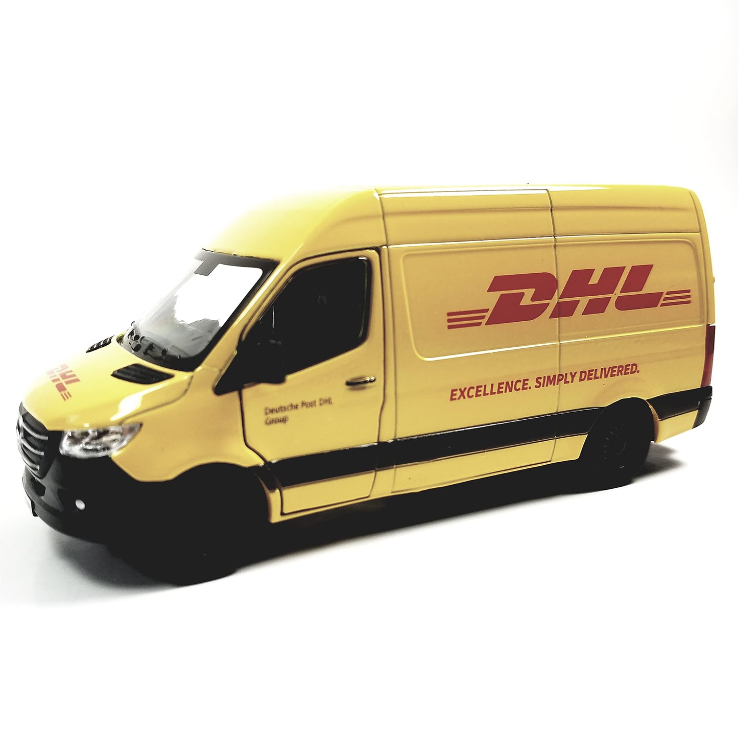 Kinsmart Compatible with Mercedes-Benz Sprinter 2020 DHL Yellow Delivery Van 148 O Scale Diecast Car,Black,Small