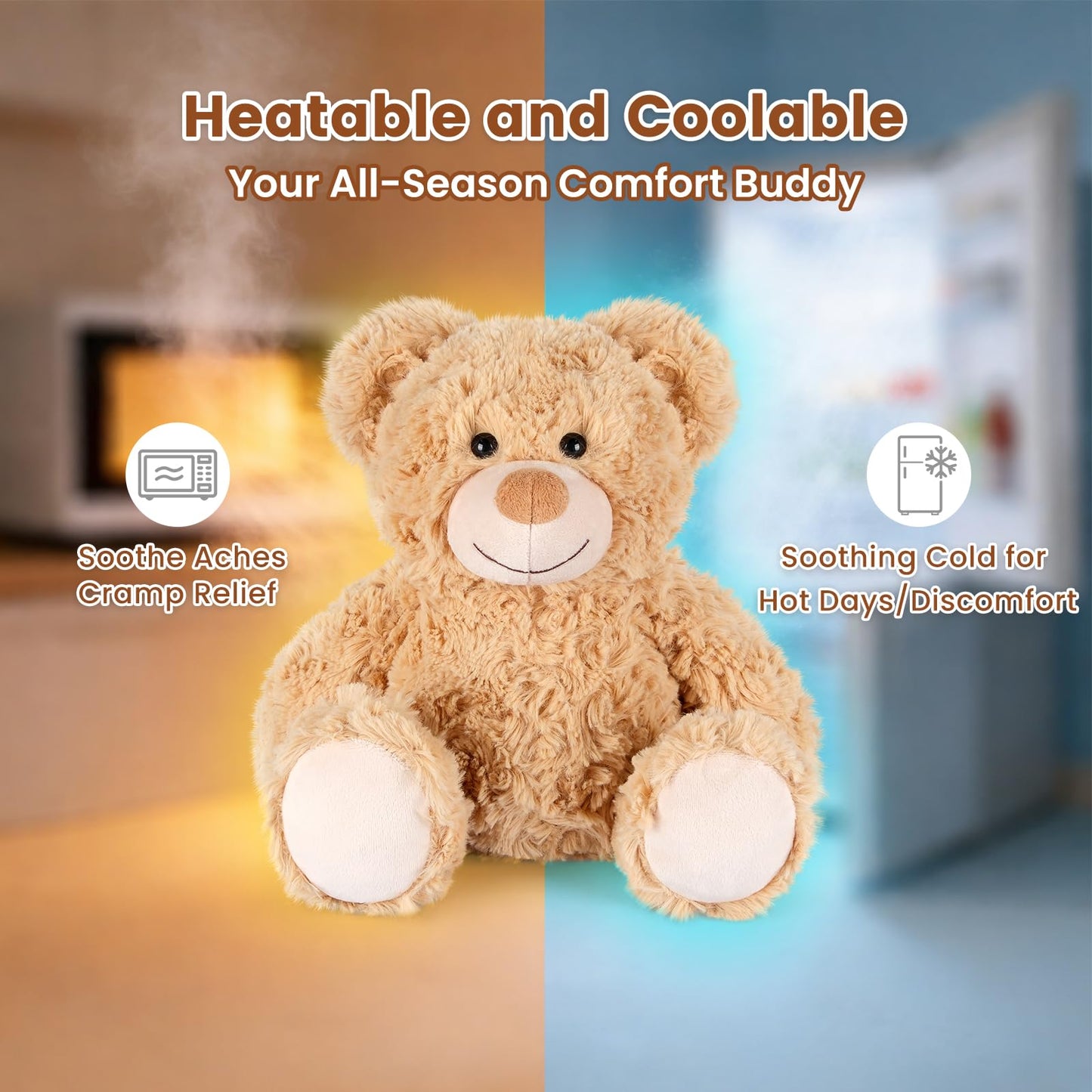 SuzziPals Teddy Bear Stuffed Animal Heating Pad for Period Cramp, Bear Gift
