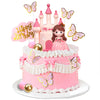 19 PCS Princess Cake Topper Castle Cake Decoration with Butterflies and Balls for Princess Birthday Supplies (Pink)