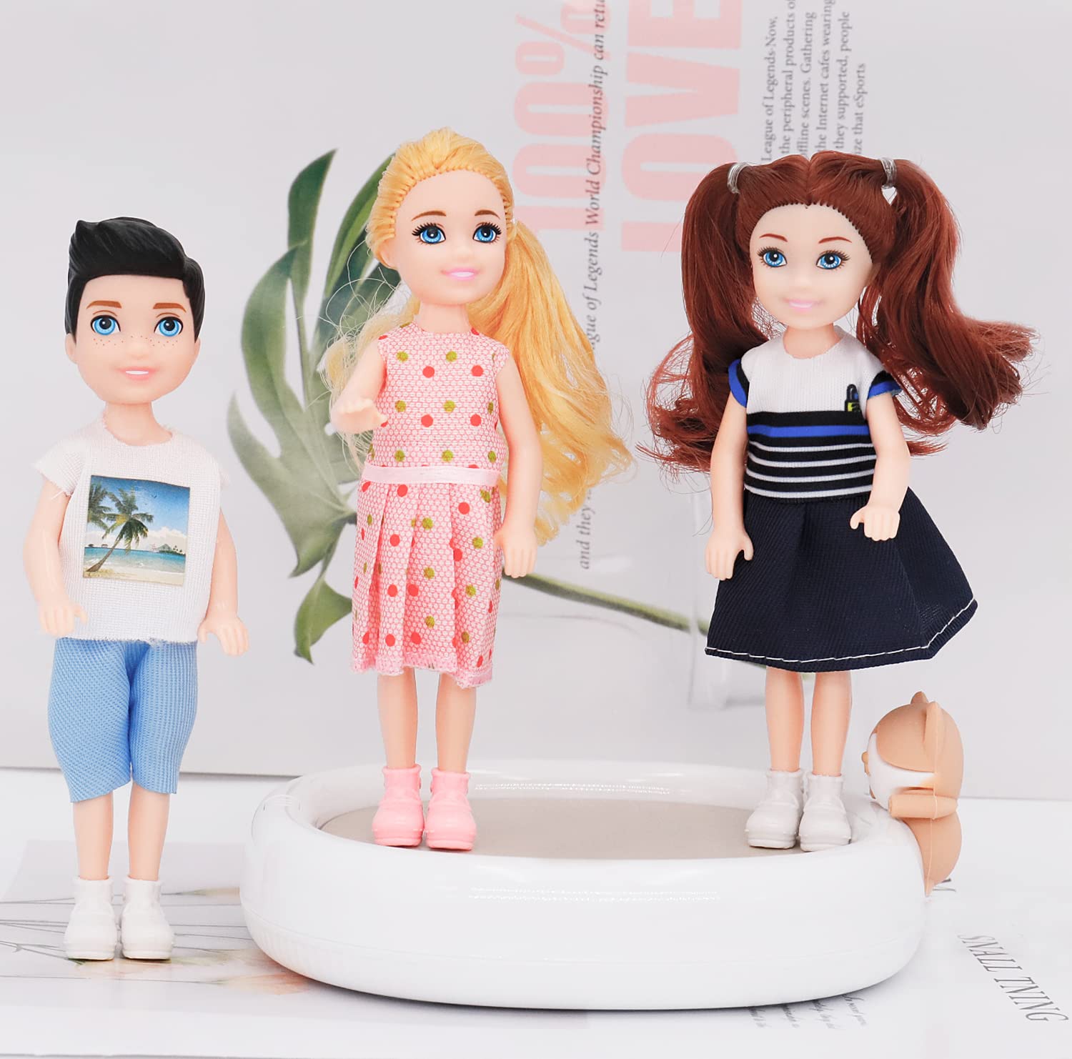 Lembani 5 Inch Mini Dolls - 10 Pcs Dollhouse People Set, Small Doll for Girls and Boys, Doll House Accessories Birthday