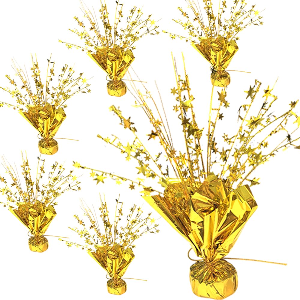 6Pcs Metallic Foil Spray Centerpiece Part Star Table Decoration Brust Table Centerpieces for Party,Birthday