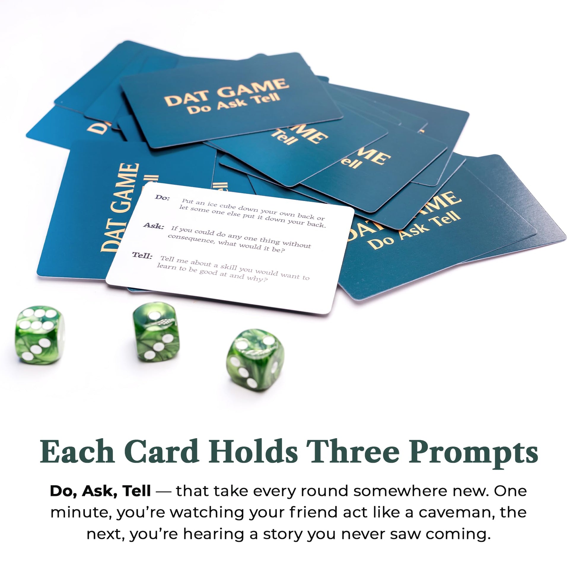 DAT GAME Do Ask Tell Card Game for Adults, Funny Icebreaker Deck Highest Rated Interactive Social Game Night Activity