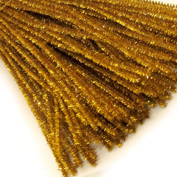 The Crafts Outlet Chenille Sparkly Stems, Pipe Cleaner, 12-in (30-cm), 25-pc, Gold