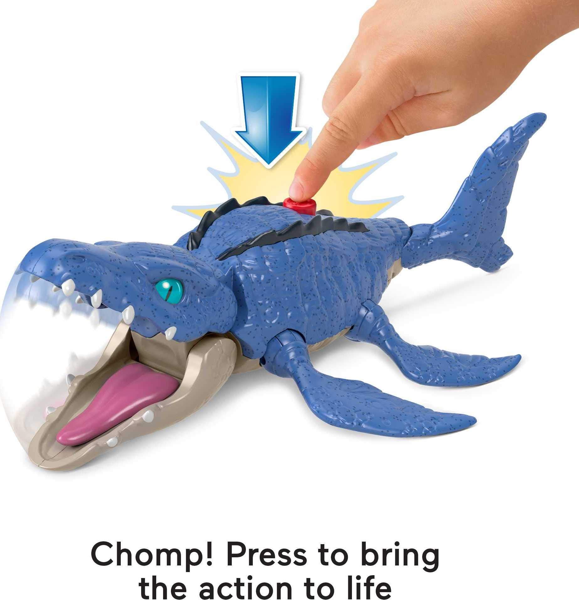Fisher-Price Imaginext Jurassic World Dinosaur Toy Camp Cretaceous Mosasaurus & Kenji Figure Set for Pretend Play Kids Ages 3+ Years