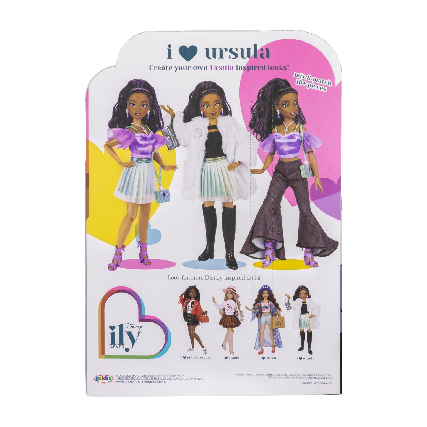 Disney ily 4EVER Dolls Disney 100 - Ursula 11.5" Tall with 13 Points of Articulation, Two Complete Mix-and-Match Outfits and Glittery Mickey Ring for