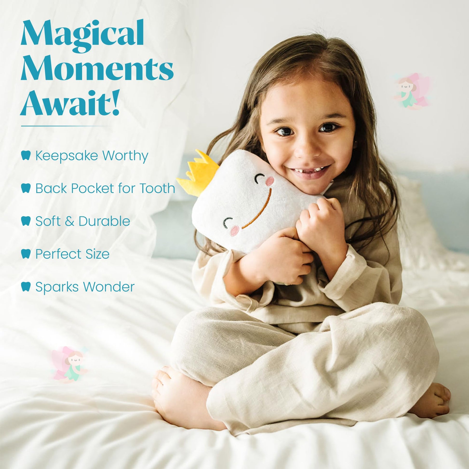 Cairn Tooth Fairy Pillow for Boys and Girls - Soft Plush Tooth Fairy Box Alternative with Pocket - Modern Keepsake Gift for Kids Losing Teeth