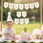 DONQTWAY Half Way To One Banner-Half Birthday Decorations for Boys Girls, White 1/2 Birthday Cone Hat with 1/2 Golden Number Candles for Boys 6 Months