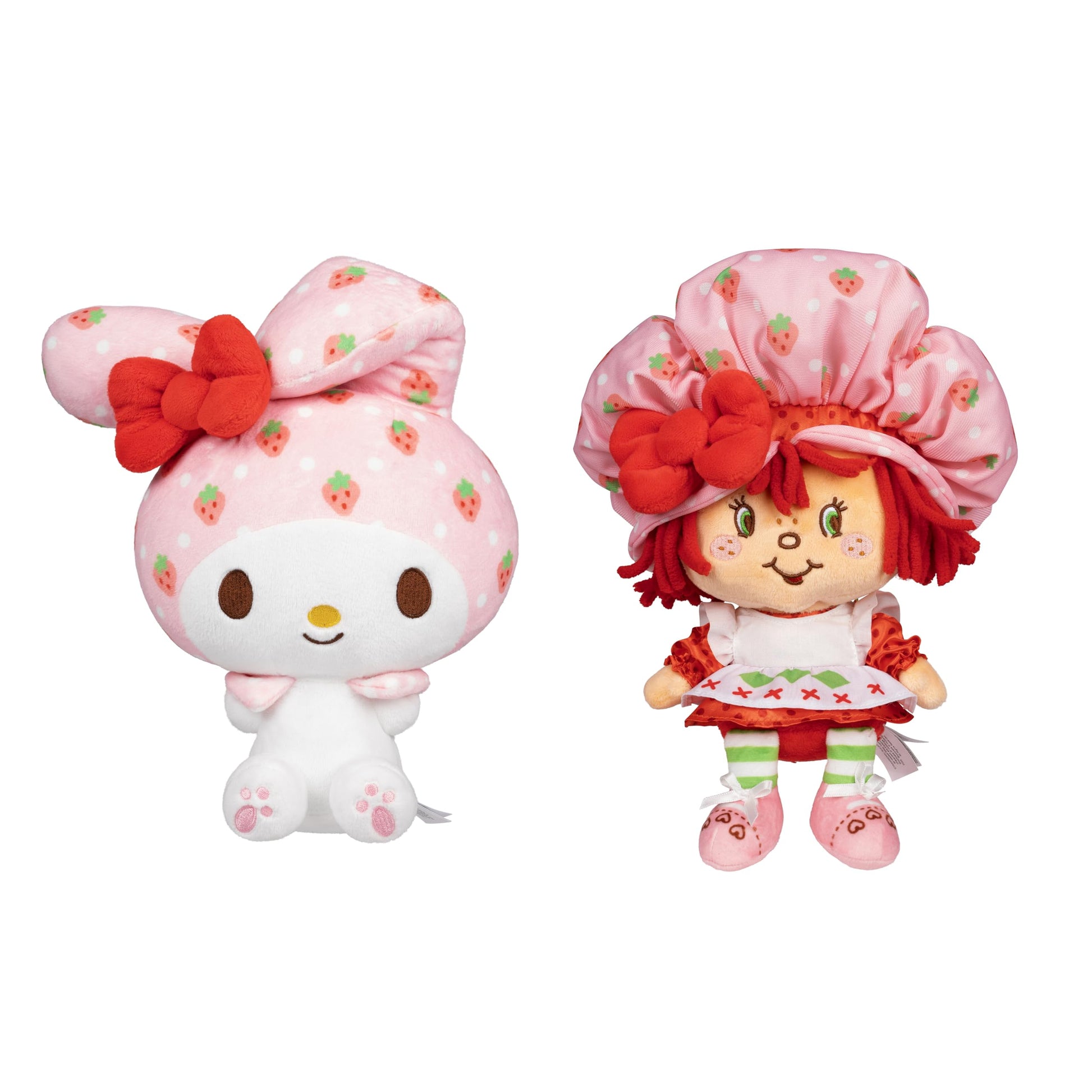 Jazwares Hello Kitty and Friends - 8-Inch Strawberry Shortcake x My Melody Plush 2-Pack - Officially Licensed Sanrio Product from Ages 6+