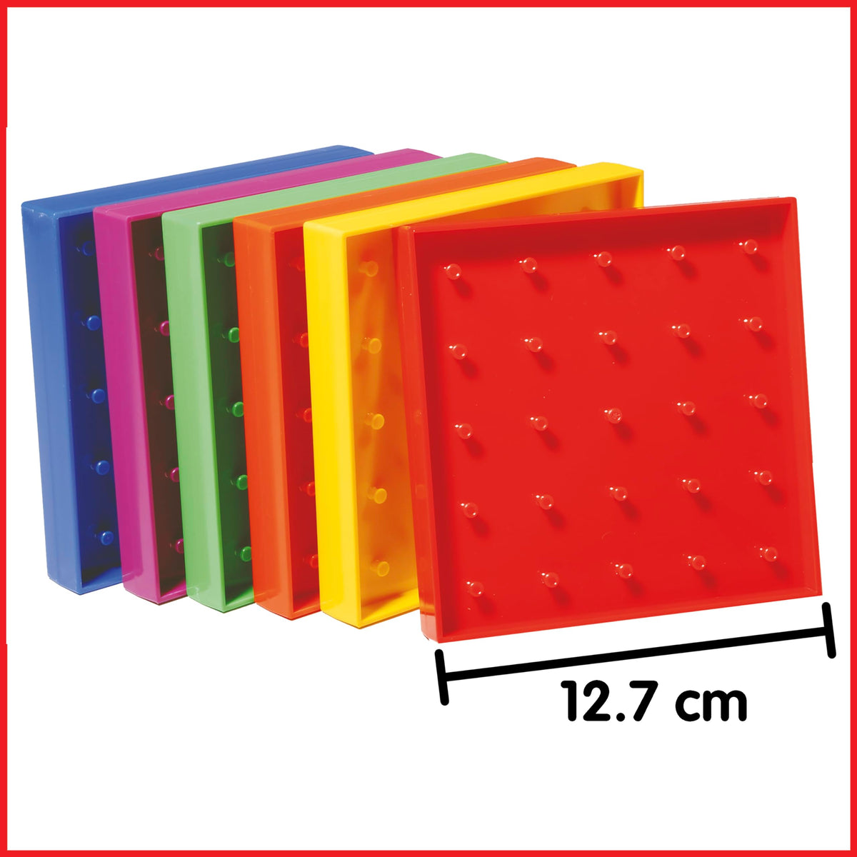 edxeducation Double-Sided Geoboards, Set of 6 with Rubber Bands