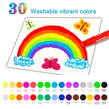 MayMoi Tempera Paint Sticks - 30 Bright Colors, Quick Drying, Easy to Color and Washable Crayons for Teens and Students
