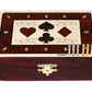 House of Cribbage - 2 Track - Wooden Cribbage Board / Box - Inlaid in Maple Wood / Bloodwood - Storage for Pegs & One Deck of Cards - 60 Points - Non
