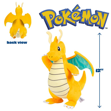 Pokémon 12" Dragonite Plush - Officially Licensed - Generation 1 Dratini & Dragonair Evolution - Authentic Soft Stuffed Animal Toy Figure - Gift