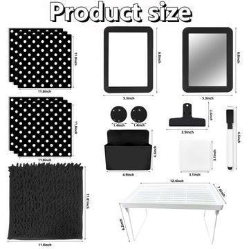 COARVXA 17Pcs Locker Set with 6 Magnetic Locker Wallpaper Locker Shelf Whiteboard Dry Erase Board Fur Rug Carpet Marker Sticky Note for School Lockers