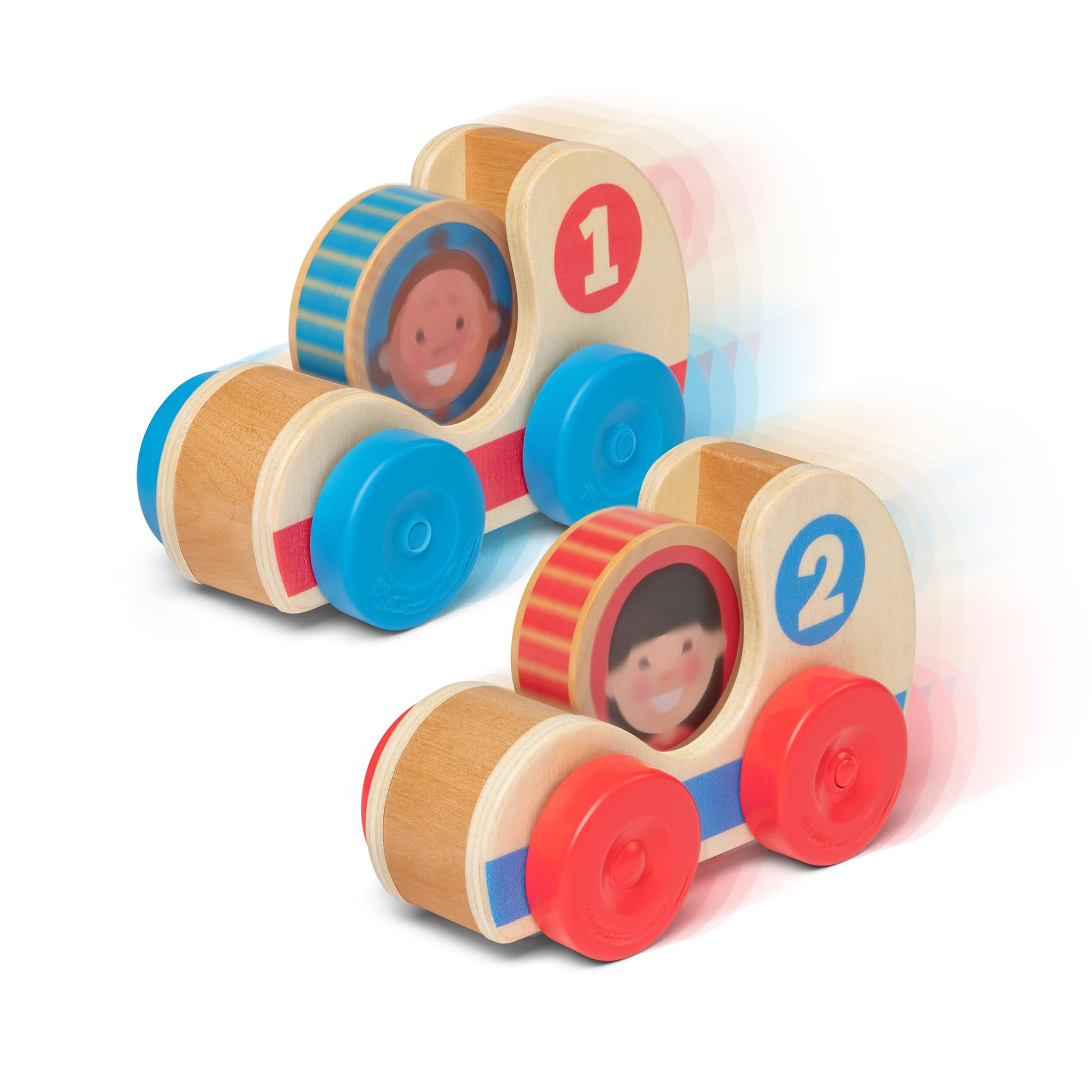 Melissa & Doug GO Tots Wooden Race Cars (2 Cars, 2 Disks) Stacking Toys For Infants, Hand Push Vehicles, Wooden Car Toys For Toddlers Ages 1+ -