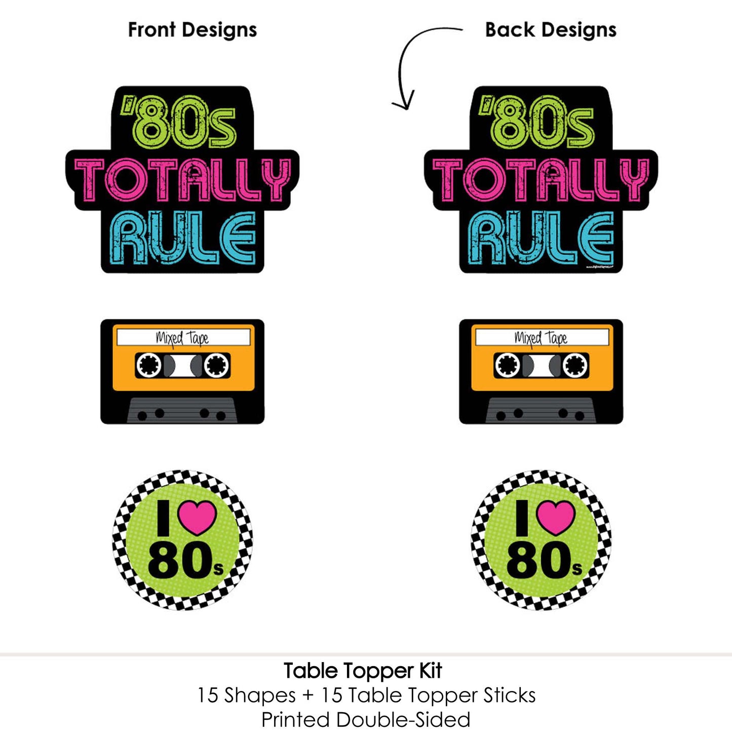 Big Dot of Happiness 80's Retro - Totally 1980s Party Centerpiece Sticks - Table Toppers - Set of 15