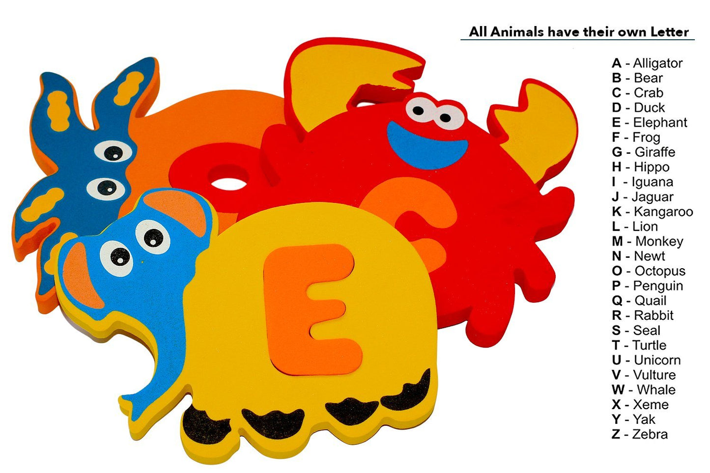 Foam Bath Toys Letters - Set of 52 Pcs - Non-Toxic Bathtub ABC Alphabet for Kids Toddlers - Original Premium Educational Floating Animals Puzzles