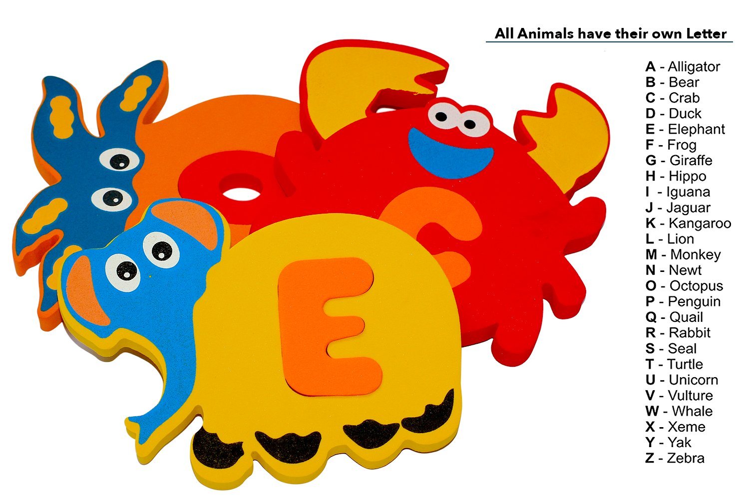Foam Bath Toys Letters - Set of 52 Pcs - Non-Toxic Bathtub ABC Alphabet for Kids Toddlers - Original Premium Educational Floating Animals Puzzles