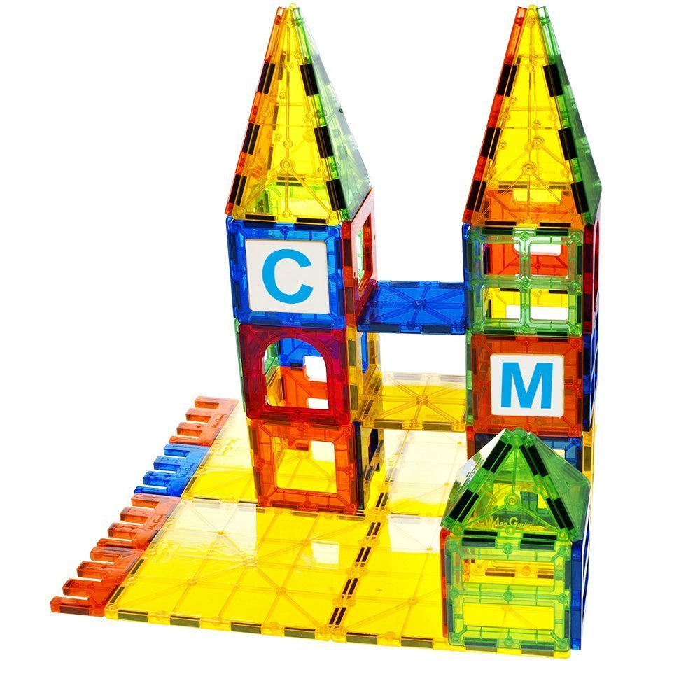 Mag Genius Magnet Tiles - Clear Magnetic 3D Building Blocks - Educational Toys, Games, Activities, Puzzles - Creativity, Motor Skills, Learning Shapes