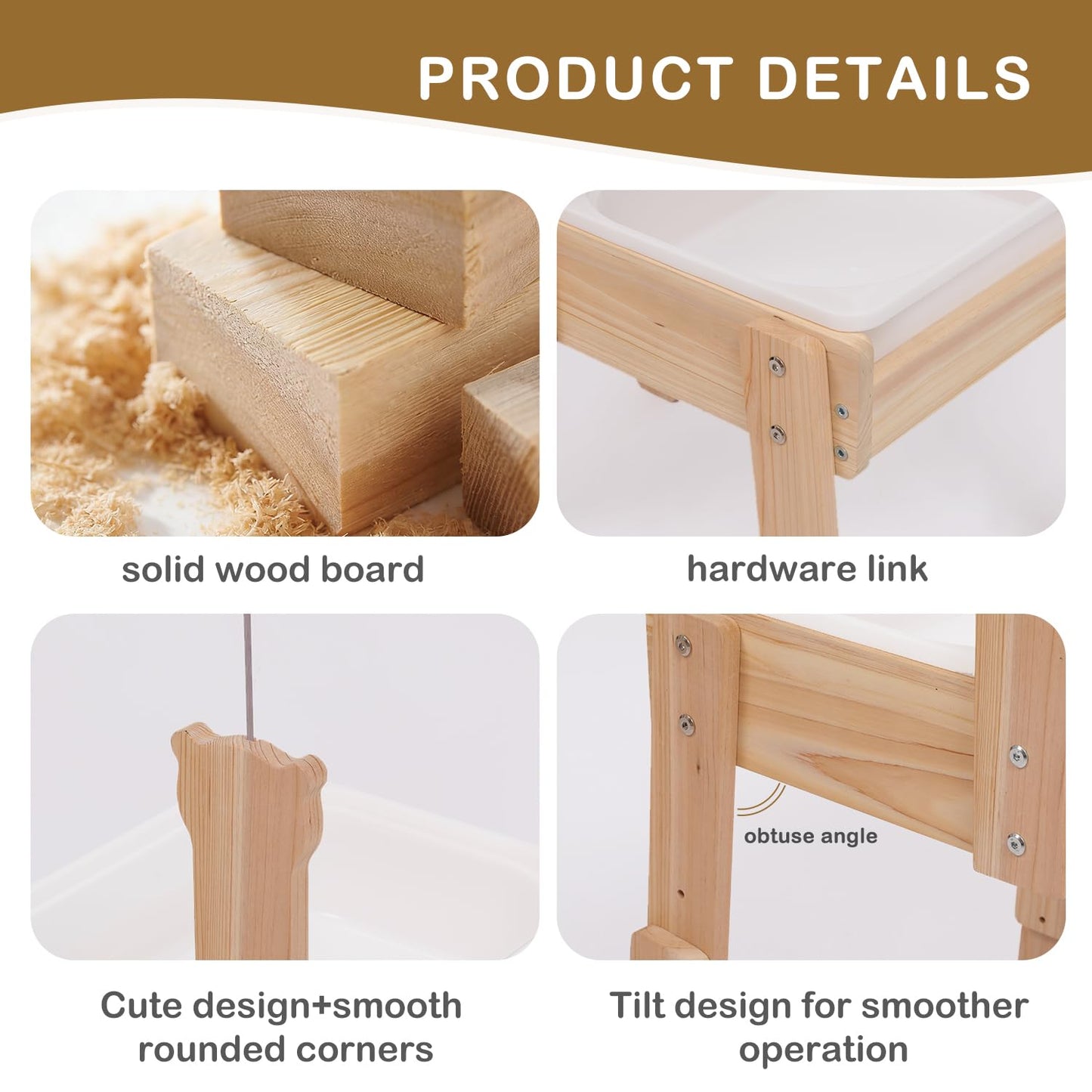 PHOKID Wooden Sensory Play Activity Table,Sand and Water Table for Toddlers,2 Sensory Bins, Acrylic Board & Water Track Toys,Montessori Kids Tables