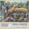 Bits and Pieces - 500 Piece Jigsaw Puzzle for Adults - Kittens On A Fence - Cat Flower Pet Garden Bloom Spring Jigsaw Puzzle by Artist Oleg Gavrilov