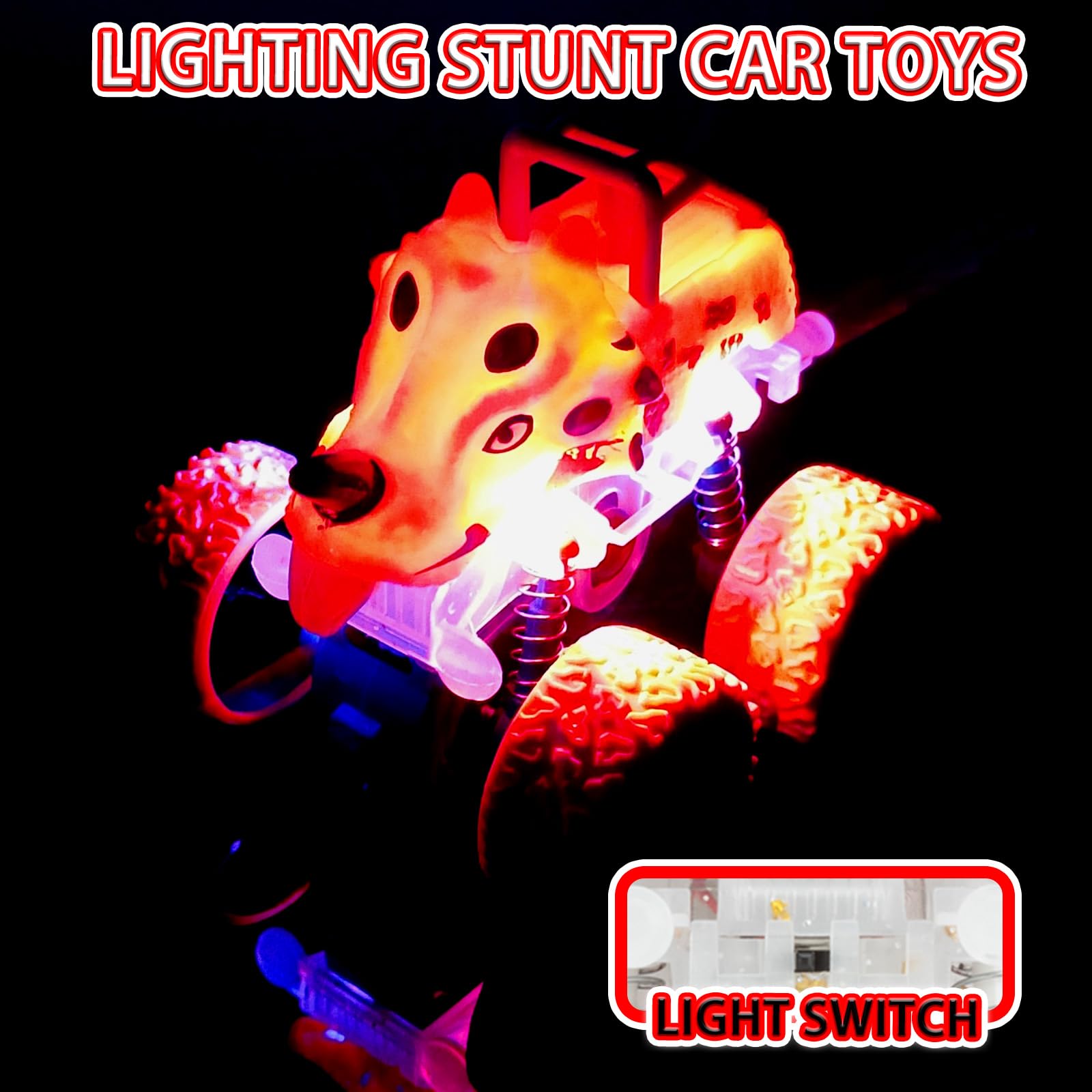 TQBYNJ Dinosaur Toy Gift for 2 Years Old Boys, Pull Back Monster Truck Toy Car, 360° Stunt Car for 2-5 Years Old Toddler, Christmas Birthday Party