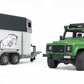 Bruder 02592 Land Rover Defender with Horse Trailer & Horse, 1:16 Scale