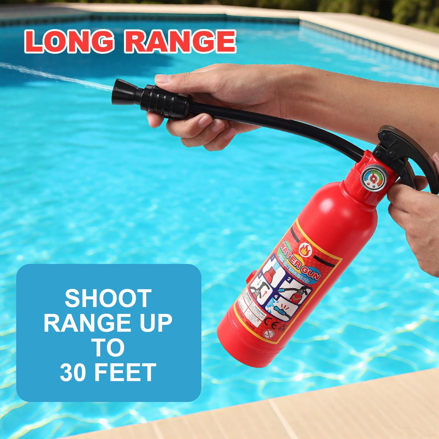 Water Gun for Kids, 2 Pack Fire Extinguisher Water Squirt Toys, 550CC Super Range Summer Gift for Swimming Pool Beach Outdoor Water Fighting Play