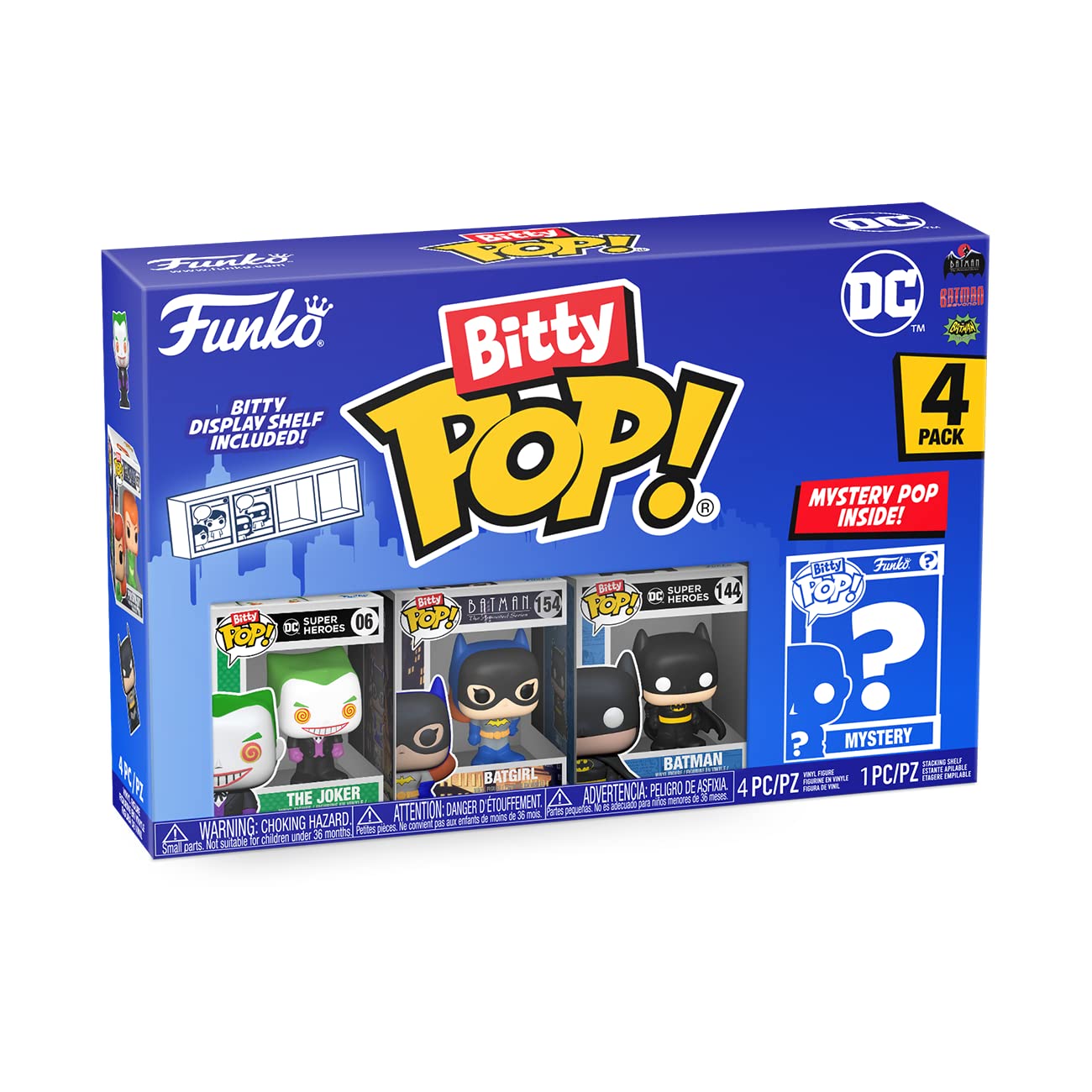 Funko Bitty POP! DC - The Joker, 4-Pack - Batman, Batgirl, The Joker and A Surprise Mystery Mini Figure - 0.9 Inch (2.2 Cm) - DC Comics Collectable
