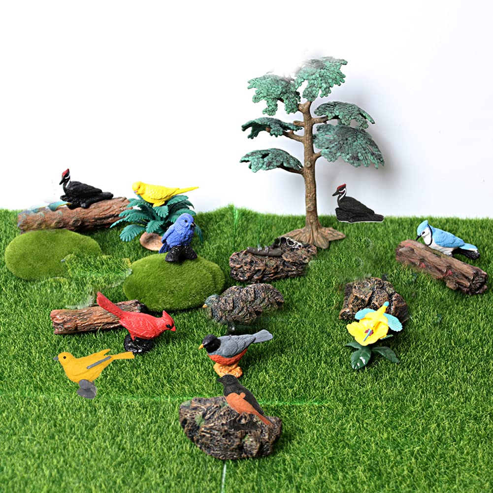 Morofme Mini Bird Figurine Birds Cake Topper 7pcs Miniature Birds Animal Figure Robin Cardinal Figurines Oriole Bird Cake Decorations for Birthday
