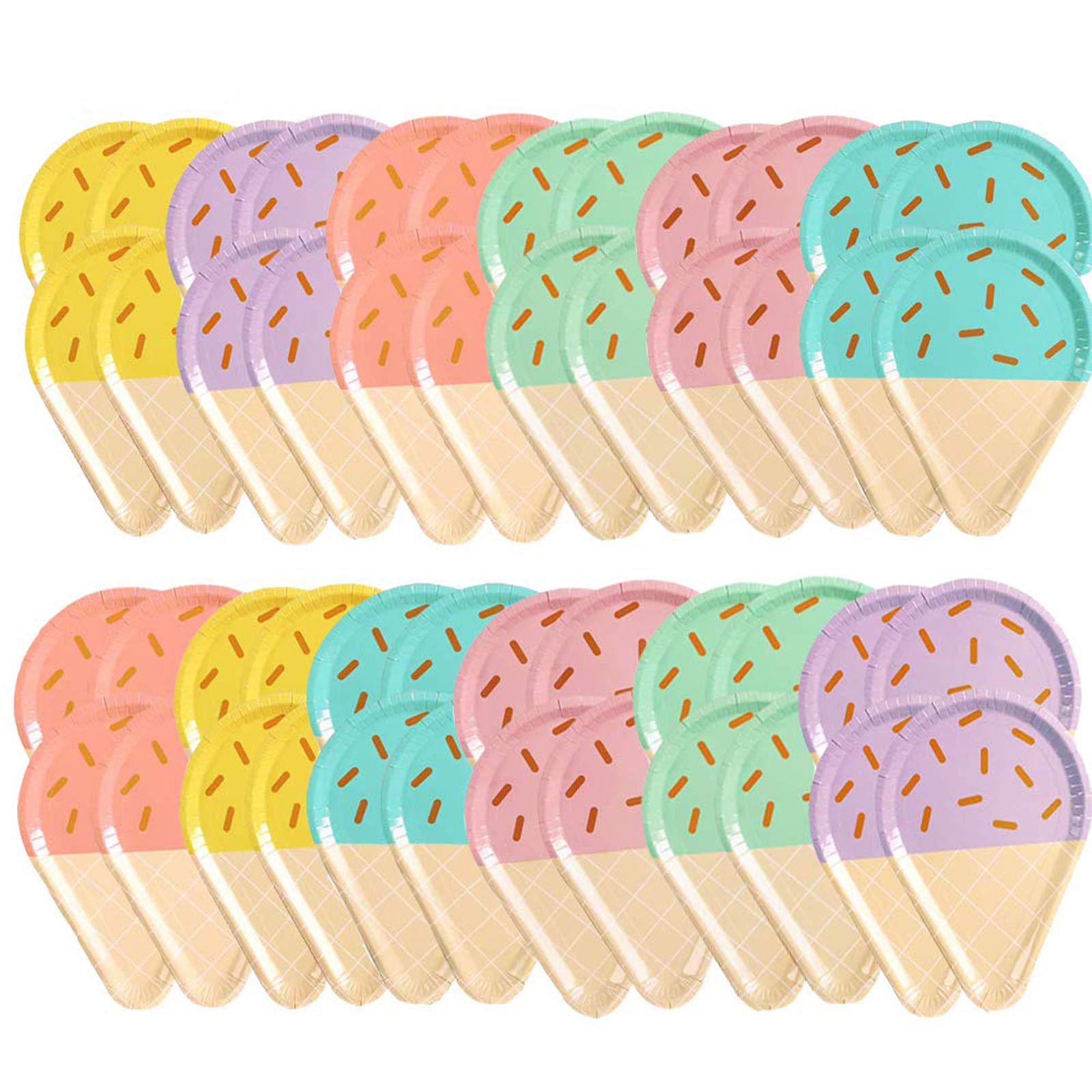 Shelling Home 48 Pcs Ice Cream Party Plates, 10'' Disposable Paper Plates, Cute Sundae Party Supplies for Kids Boys Girls Toddlers, Birthday Baby