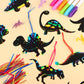 Droutti 64 Sets Dinosaur Theme Scratch Cards Rainbow Scratch Paper Dinosaur Crafts Art Card Kit DIY Scratch Dinosaur Paper with Wood Stylus and Ribbon
