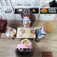 Mixed 5 Assorted Breakfast Dollhouse Miniature Food Set (1/6 Scale) - Sausage, Salmon Steak, Bacon, Burger & Fried Egg on Ceramic Plates, Handmade