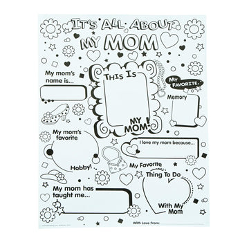 Fun Express Color Your Own All About Mom Poster, 30 Piece Class Pack, Crafts for Mother's Day