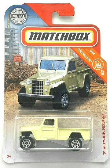 Matchbox '51 Willys Jeeps Pickup 4x4, MBX Construction 15/20 [Pastel Yellow]