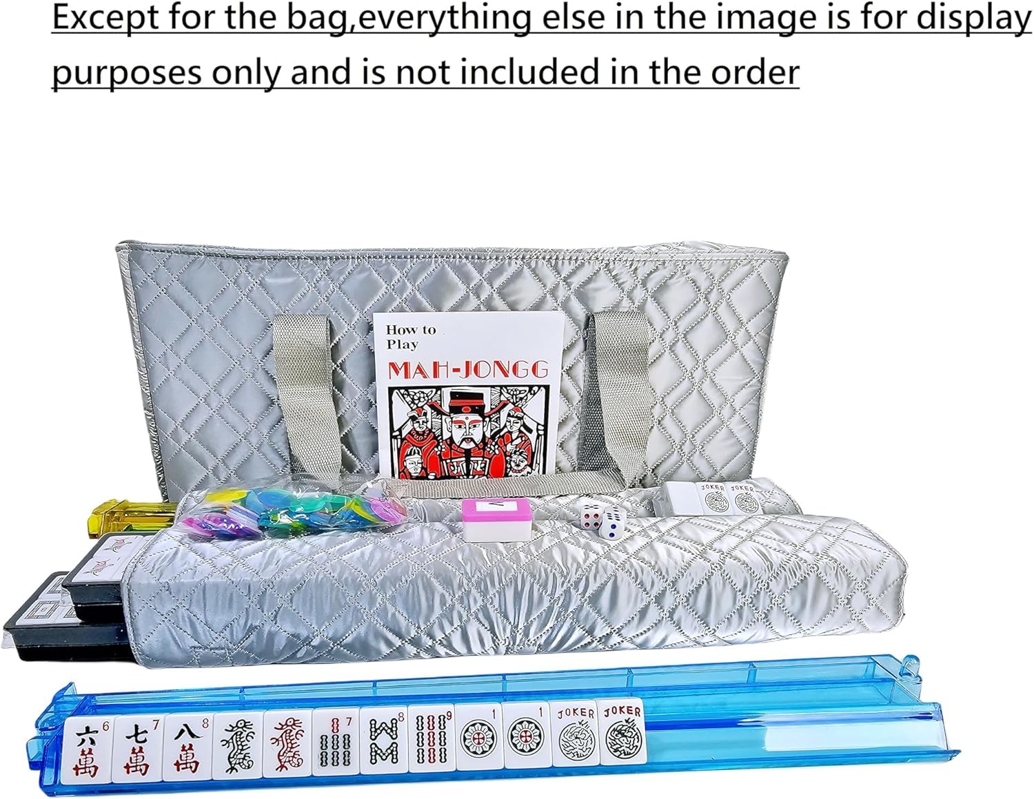HNDTEK Premium Silver Mah Jongg Carry Bag - Professional Soft Case with Extra Storage