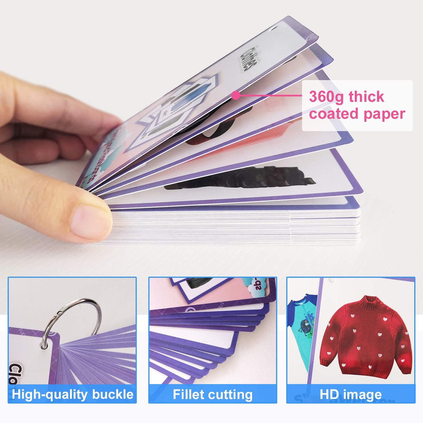 34PCS/Set Clothes Kids Gifts English Flash Cards Pocket Card Educational Learning Baby Toys for Children Pre-Kindergarten