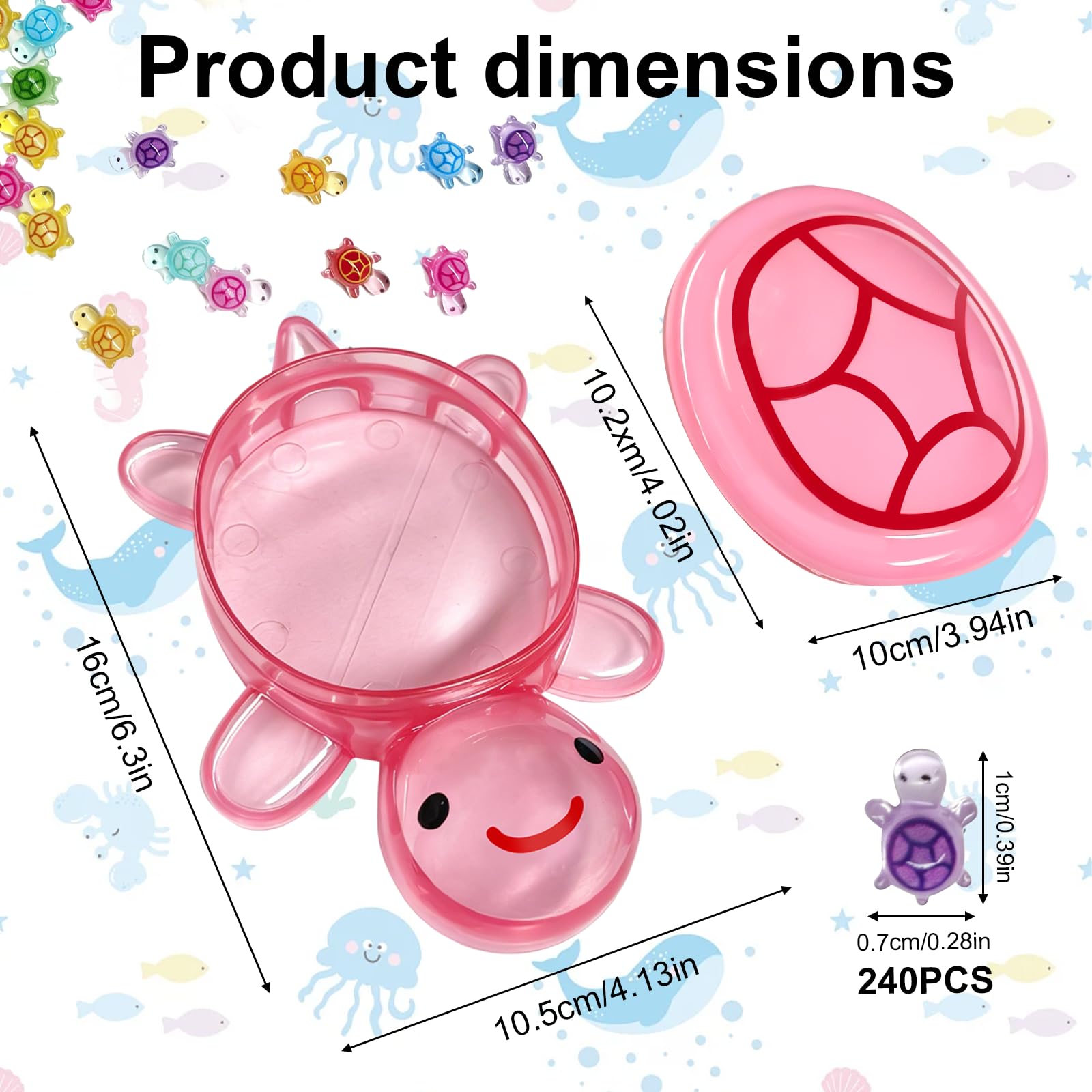 4 Jumbo Glow in The Dark Resin Turtles and 240 Mini Resin Turtles Set, Luminous Mini Turtle Ornaments, Cute Resin Miniatures for Fairy Garden